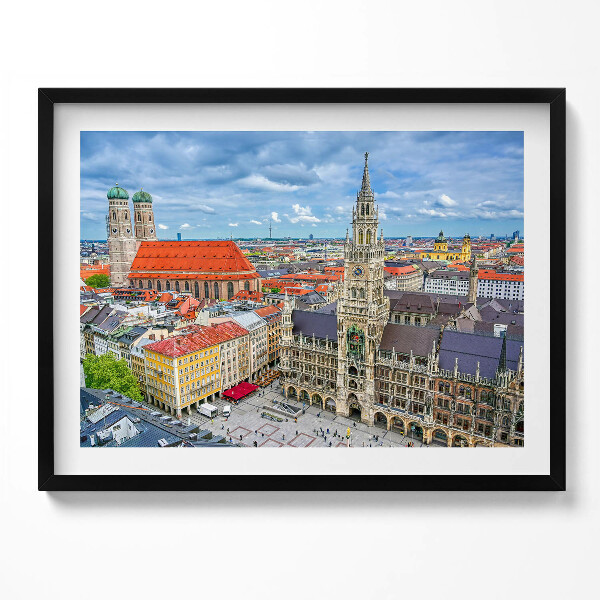 Obraz s rámem Radnice Marienplatz v Mnichově