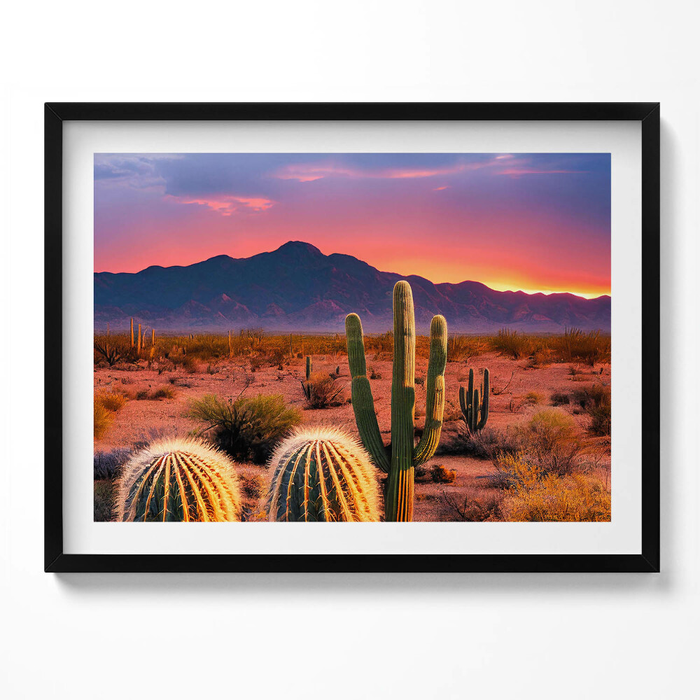 Obraz s rámem Západ slunce v poušti