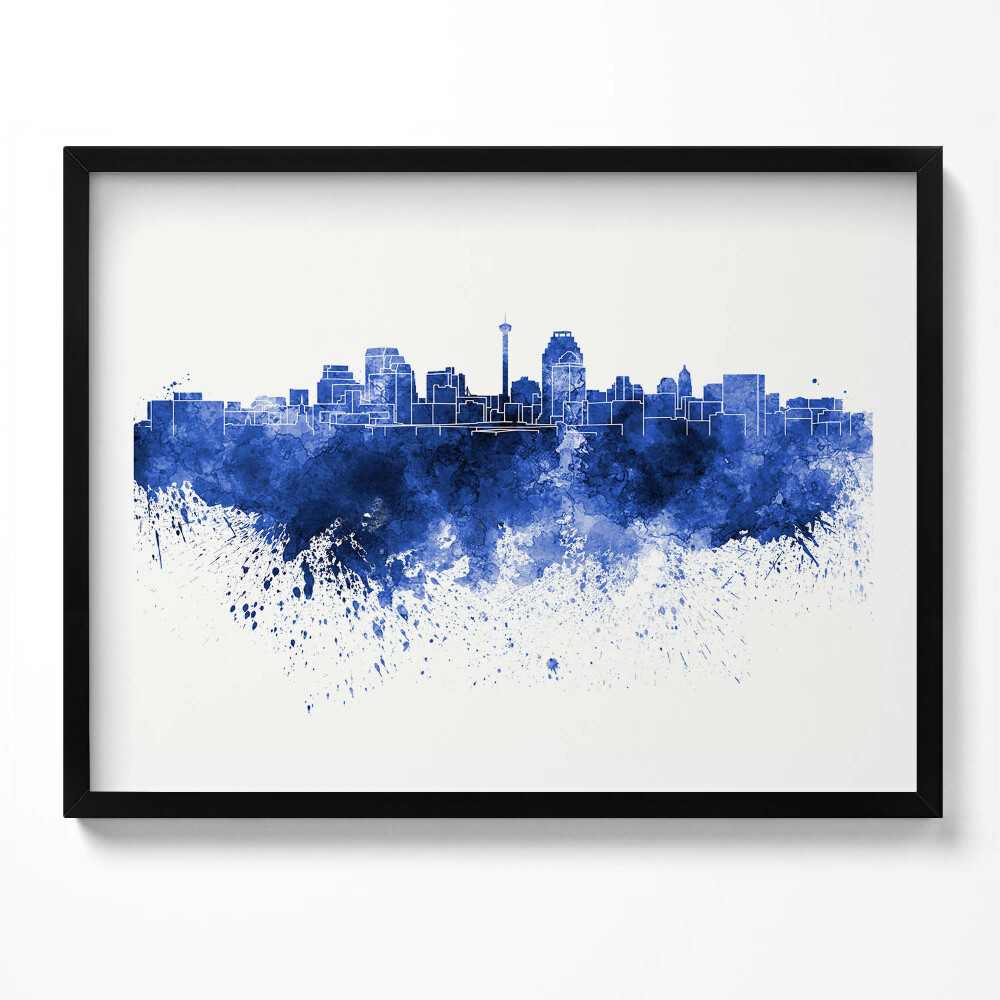 Obraz s rámem Panorama San Antonio akvarelů