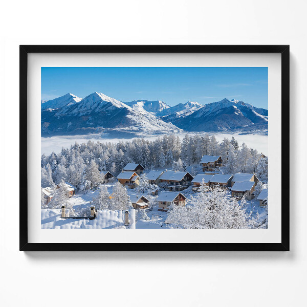 Obraz s rámem Položte sníh v Alpách
