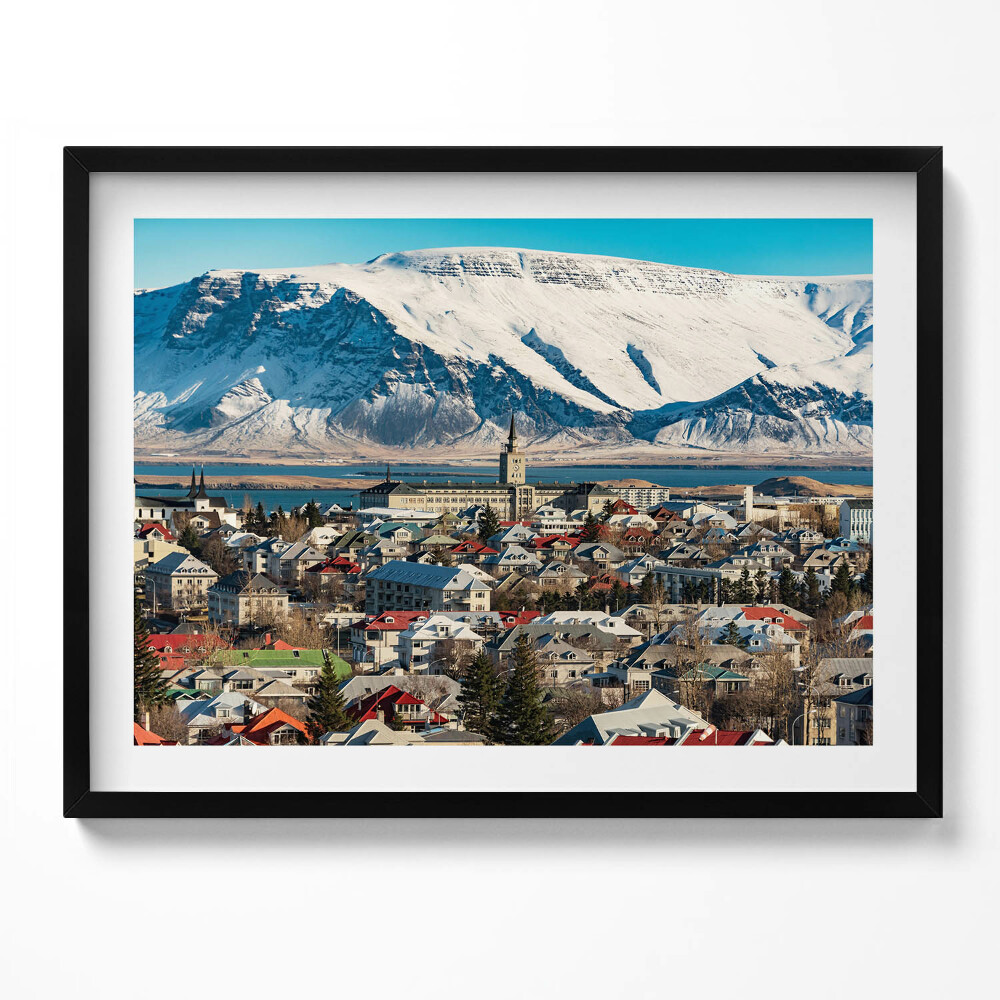 Obraz s rámem Pohled na Reykjavík Island