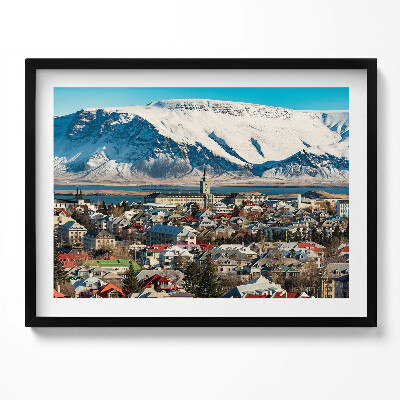 Obraz s rámem Pohled na Reykjavík Island