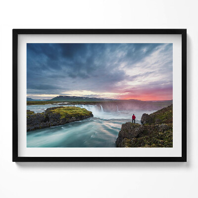Obraz s rámem Krajina s vodopádem Godafoss