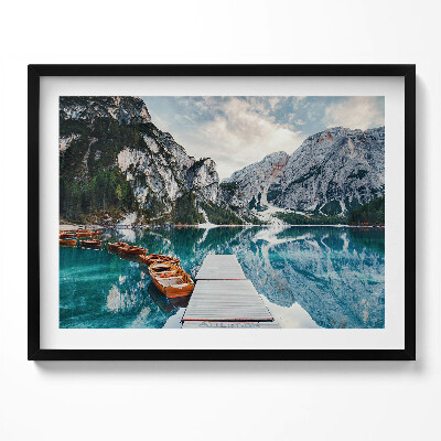 Obraz s rámem Loď na jezeře v horách