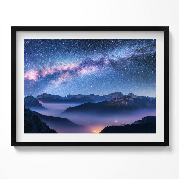 Obraz s rámem Hvězdná obloha nad horami
