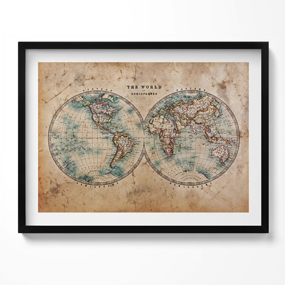 Obraz s rámem Stará mapa světa