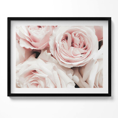 Obraz s rámem Světle růžové květy, jemné růže