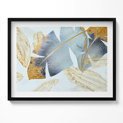 Obraz s rámem Glamour banánové listy se zlatem