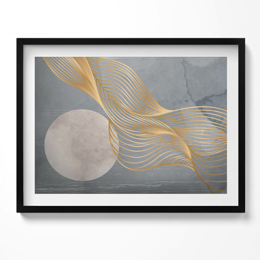 Obraz s rámem Abstraktní ilustrace měsíce se zlatem