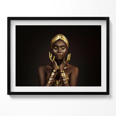 Obraz s rámem Portrét africké ženy ve zlatě