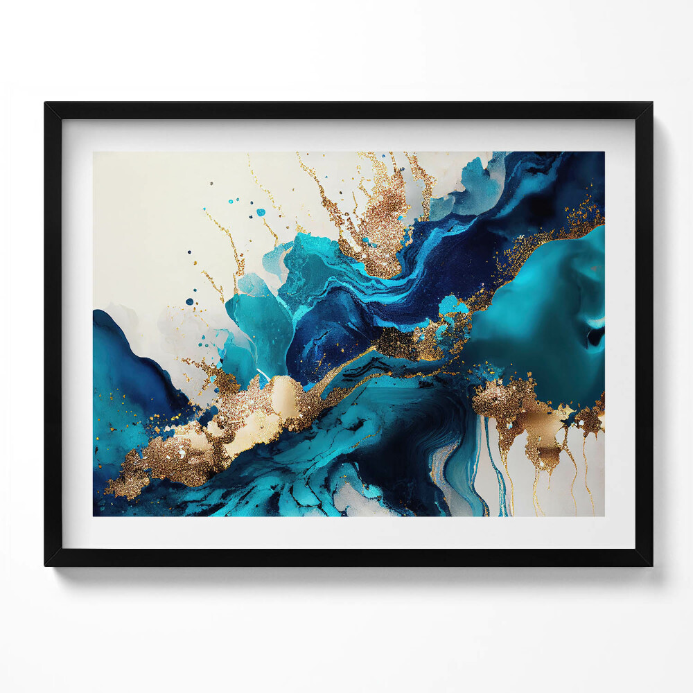 Obraz s rámem Tekutá abstrakce se zlatem