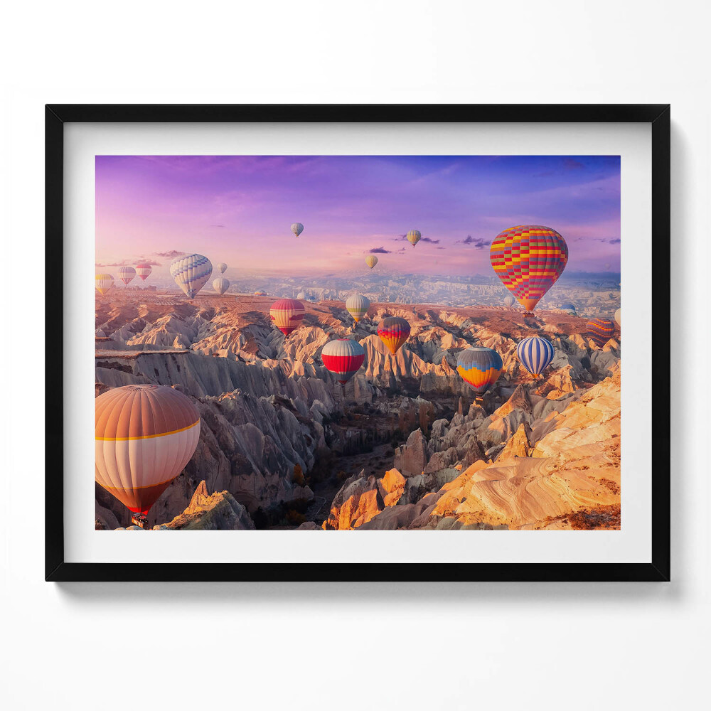 Obraz s rámem Balónky létající nad kaňonem