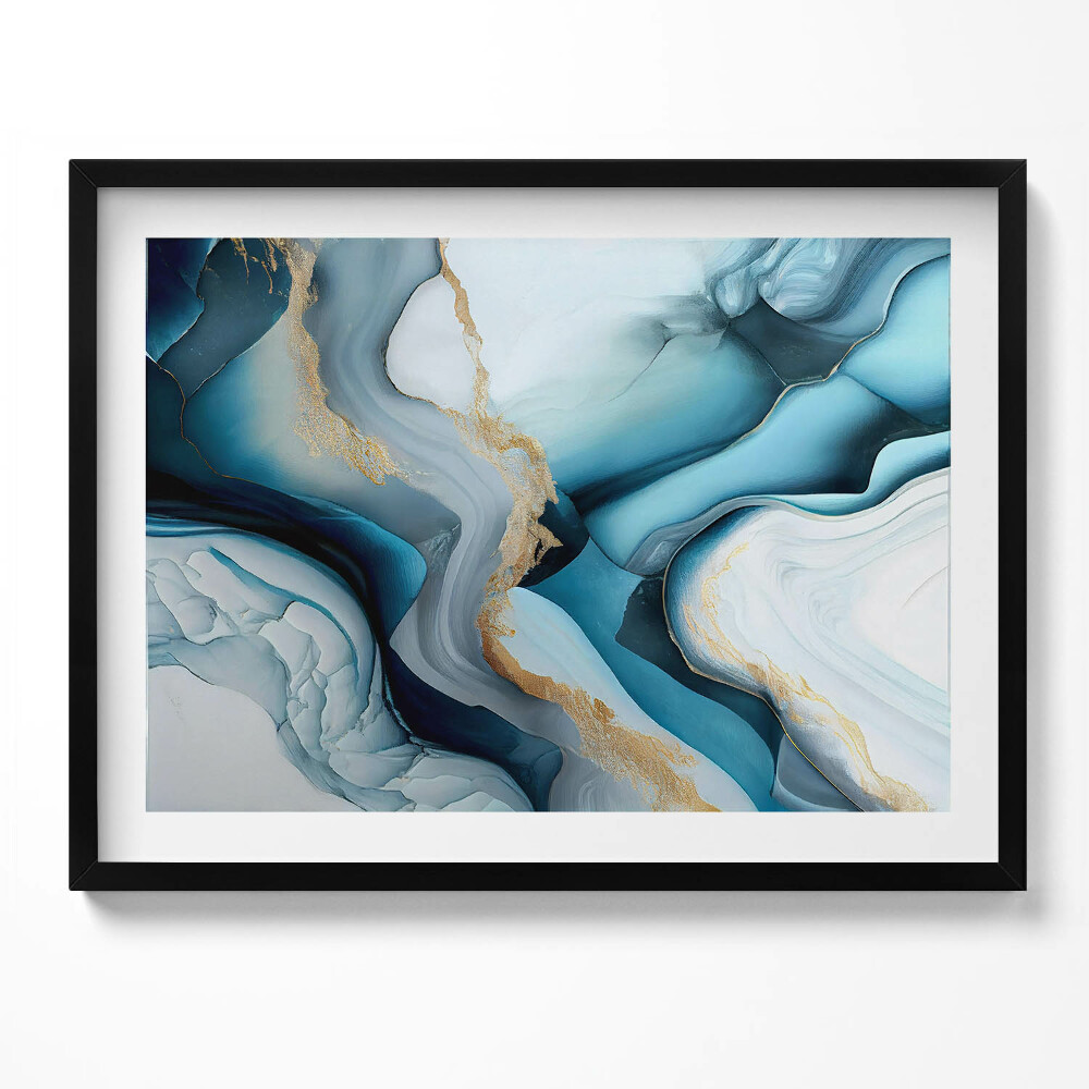 Obraz s rámem Tekutá mramorová textura se zlatem