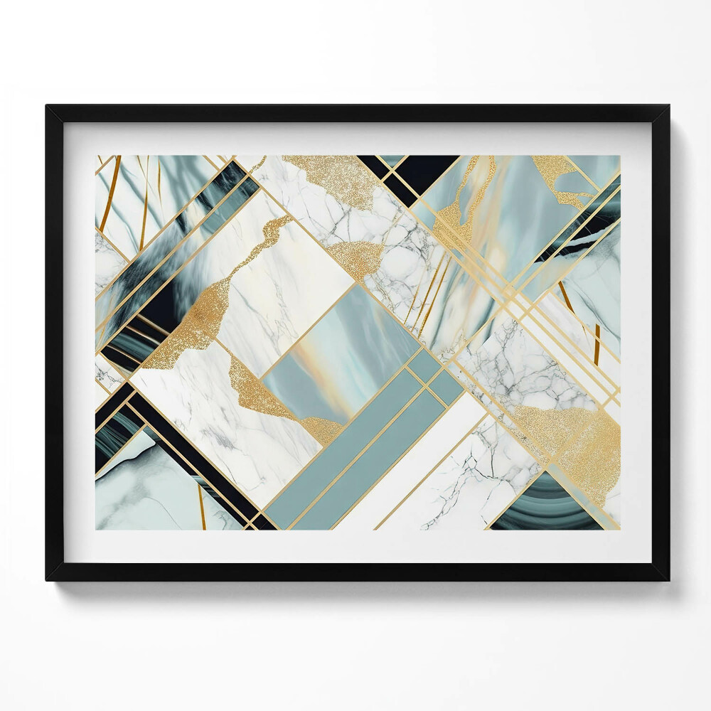 Obraz s rámem Geometrické abstrakce se zlatem