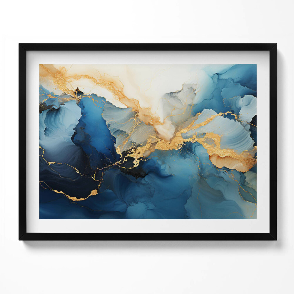 Obraz s rámem Tekutá abstrakce se zlatem