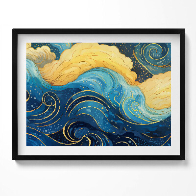 Obraz s rámem Mraky abstrakce se zlatem