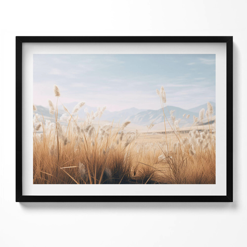 Obraz s rámem Romantická krajina trávy a hor v boho stylu