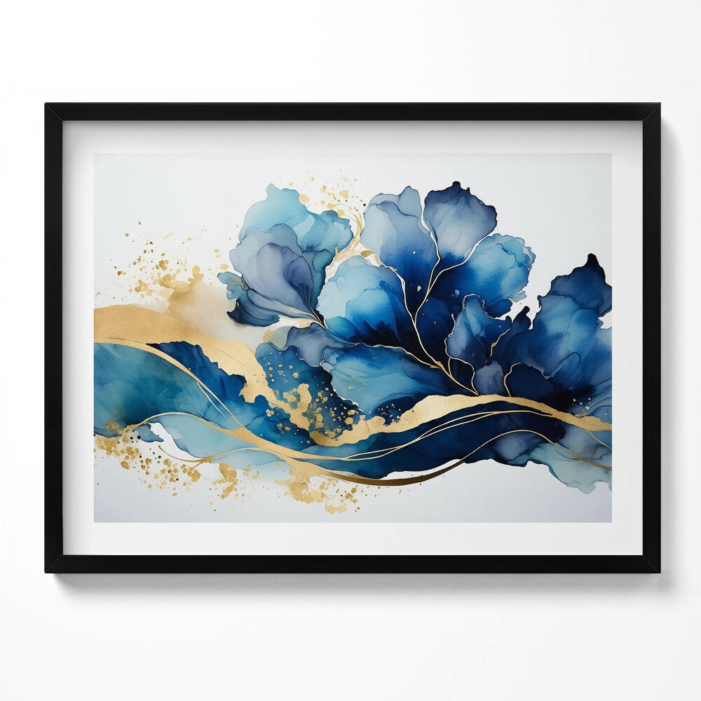 Obraz s rámem Abstraktní malba rostlin ve zlatě