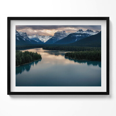 Obraz s rámem Krajina řeky lesů a hor