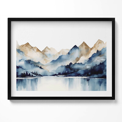 Obraz s rámem Akvarel krajina hor a jezera