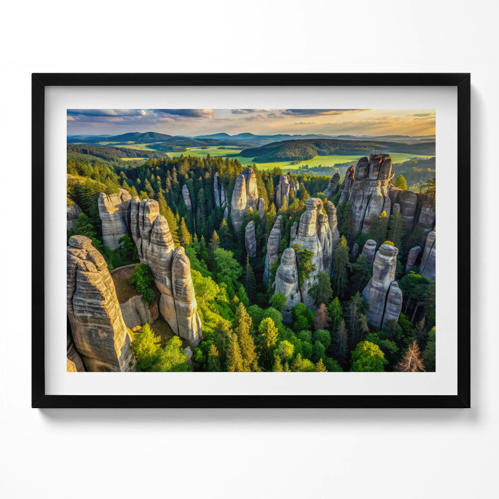 Obraz s rámem Pohled z ptačí perspektivy na zvláštní hory a lesy
