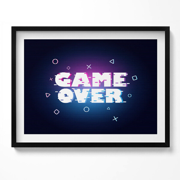 Obraz s rámem Stylizovaný nápis pro hráče "Game over"