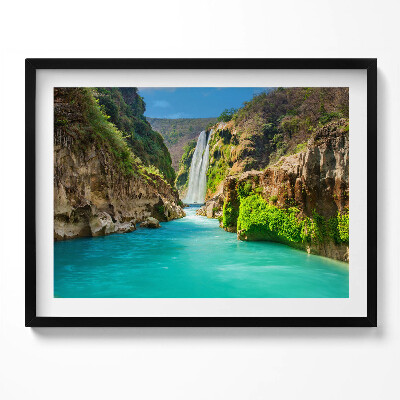 Obraz s rámem Tropický vodopád a řeka