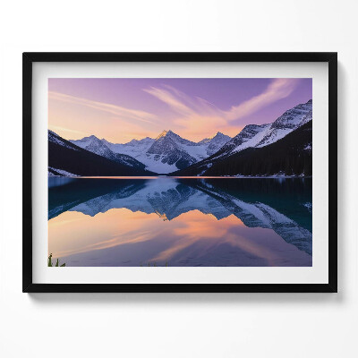 Obraz s rámem Krajina hor a jezera ve večerních hodinách