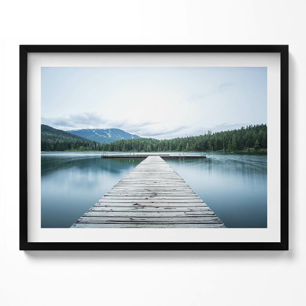 Obraz s rámem Dřevěné molo na jezeře v horách