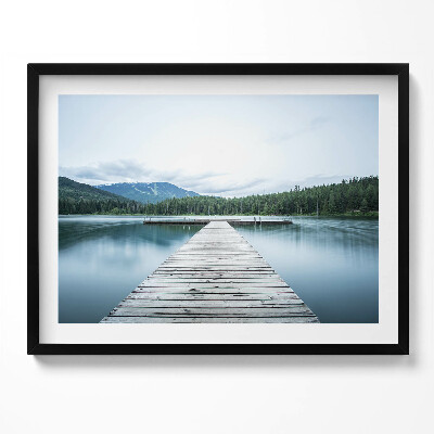 Obraz s rámem Dřevěné molo na jezeře v horách