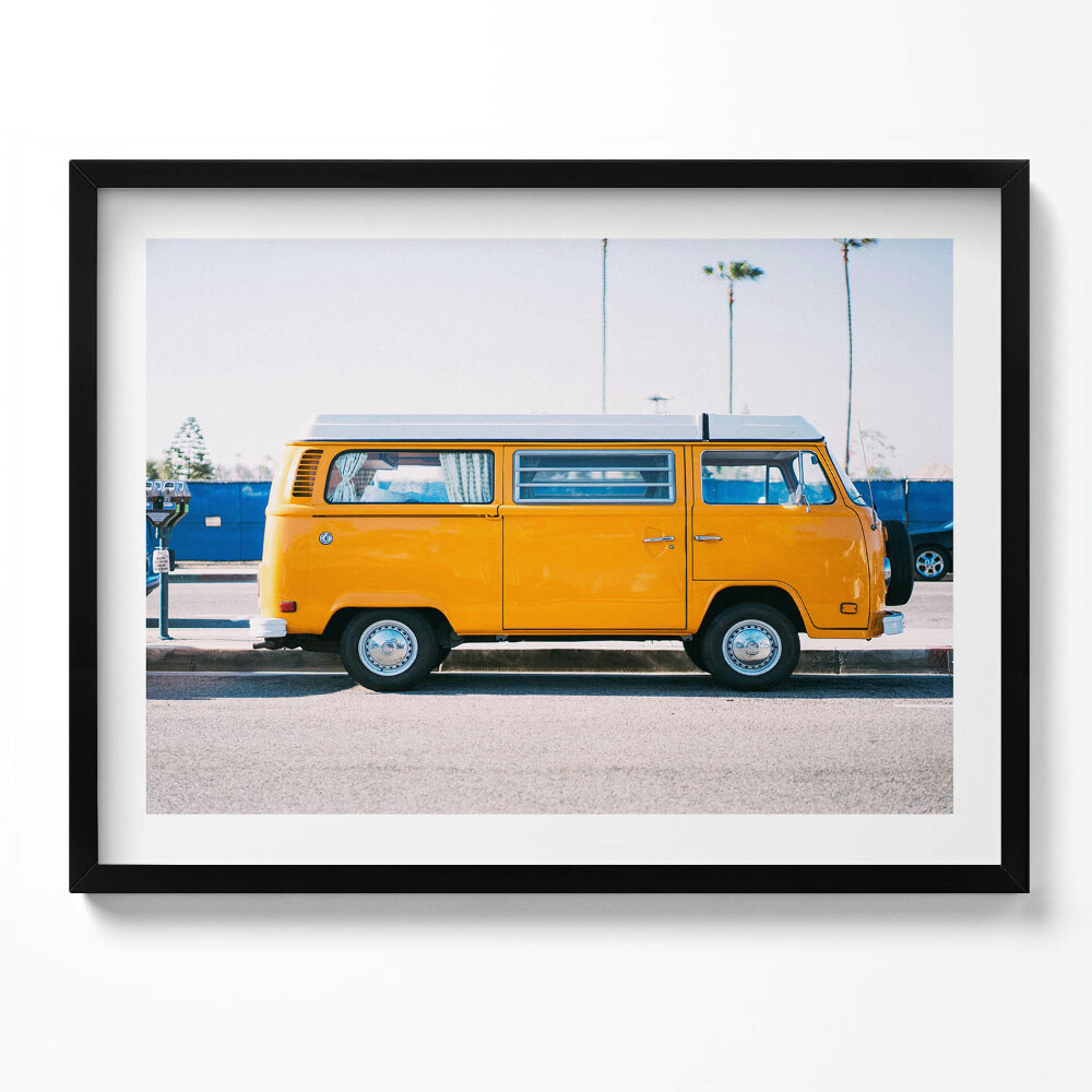 Obraz s rámem Žluté auto na dovolenou