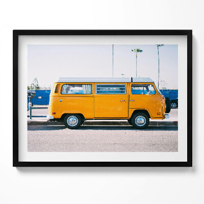 Obraz s rámem Žluté auto na dovolenou