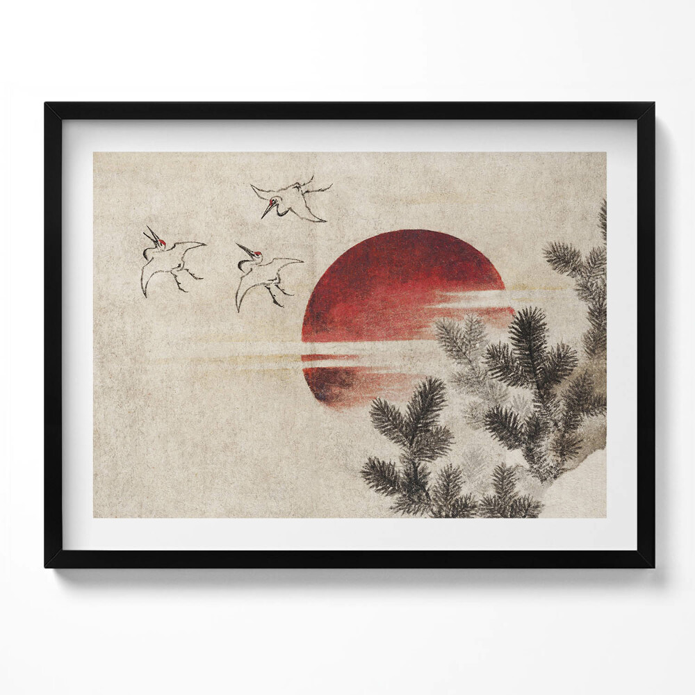 Obraz s rámem Japonské umění zapadajícího slunce