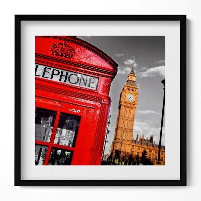 Obraz v rámu efektivní Telefonní budka a Big Ben - Anglie
