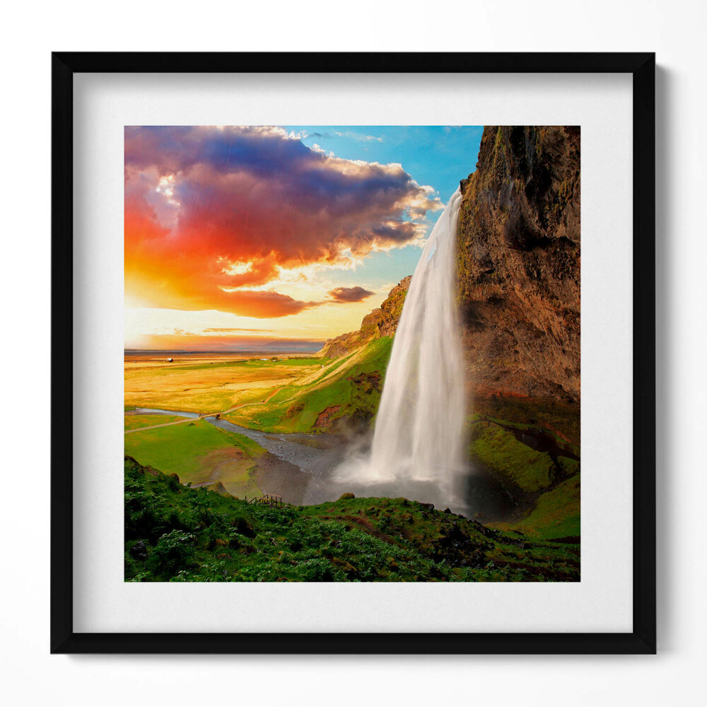 Obraz v rámu efektivní Vodopád na Islandu