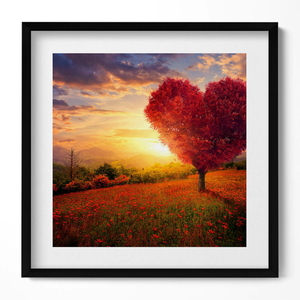 Obraz v rámu efektivní Strom lásky ve tvaru srdce