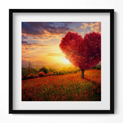 Obraz v rámu efektivní Strom lásky ve tvaru srdce