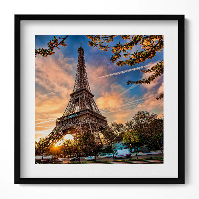 Obraz v rámu efektivní Eiffelova věž v Paříži