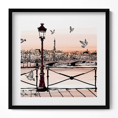 Obraz v rámu efektivní Západ slunce nad Seinou