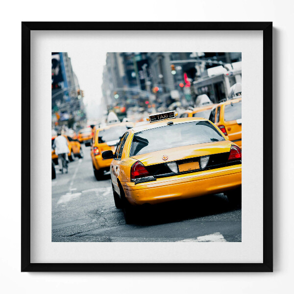 Obraz v rámu efektivní Newyorské taxíky v městské dopravní zácpě
