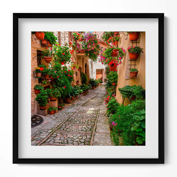 Obraz v rámu efektivní Květnatá ulice v Itálii