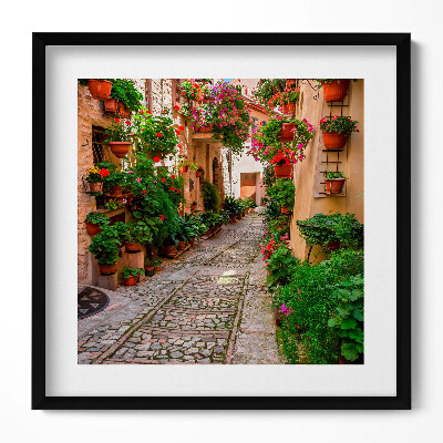 Obraz v rámu efektivní Květnatá ulice v Itálii