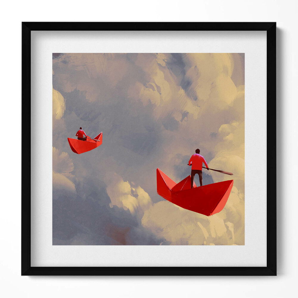 Obraz v rámu efektivní Cestování na papírových lodích