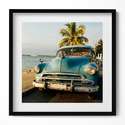 Obraz v rámu efektivní Modré auto u moře