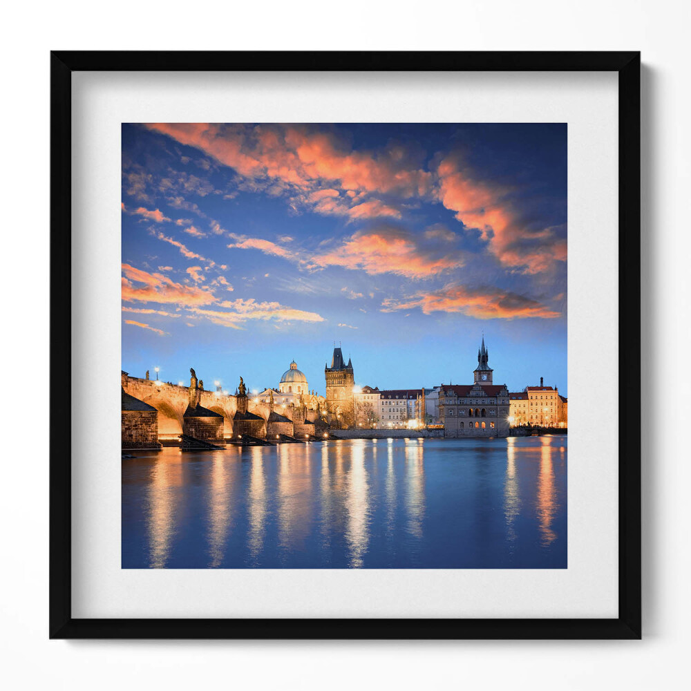 Obraz v rámu efektivní Městská krajina ve večerních hodinách