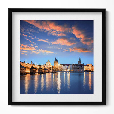 Obraz v rámu efektivní Městská krajina ve večerních hodinách