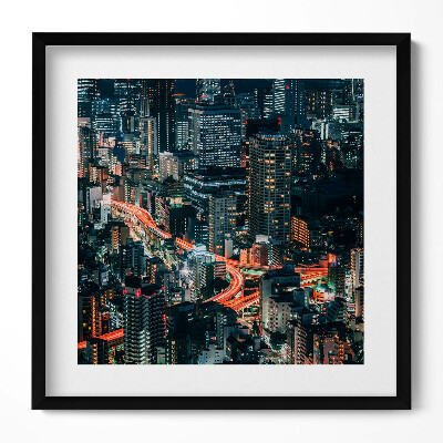 Obraz v rámu efektivní Město v noci z ptačí perspektivy
