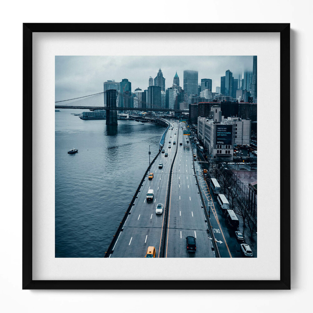 Obraz v rámu efektivní Pohled na městskou ulici z ptačí perspektivy