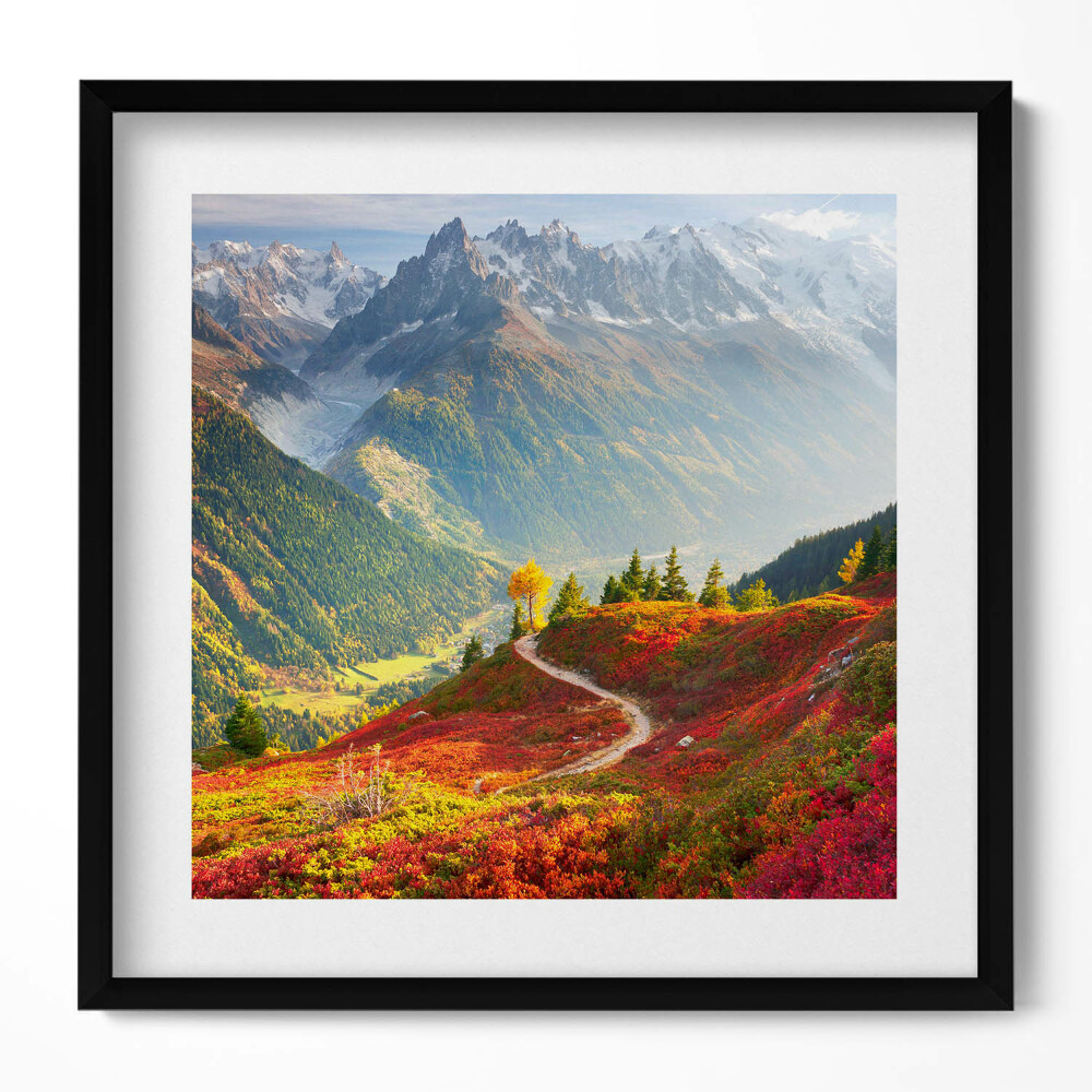 Obraz v rámu efektivní Krajina hor a barevných luk