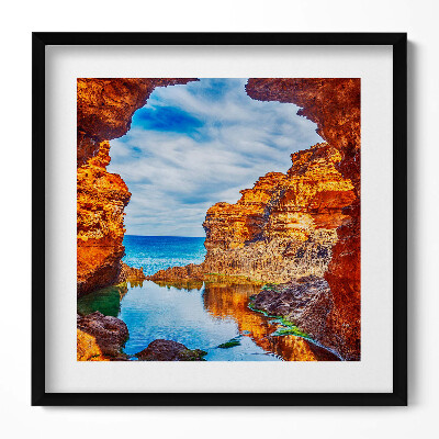 Obraz v rámu efektivní Pohled zpod skal na moře